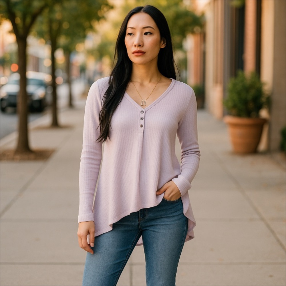 3/$29 Free People (We The Free) Waffle Knit Boho Cotton Blend Thin Slouchy Top